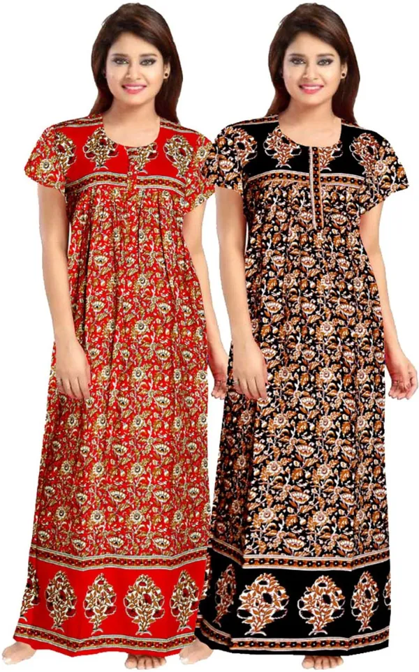Pack_of_2_Pure_Cotton_Printed_Nighty_For_Women_|_Red_&_Black