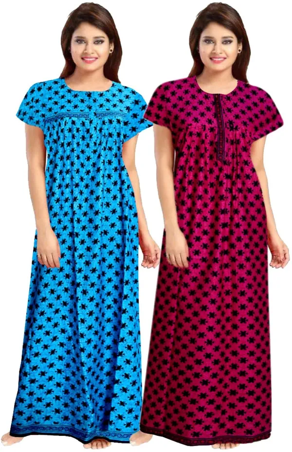 Pack_of_2_Pure_Cotton_Printed_Nighty_For_Women_|_Blue_&_Pink