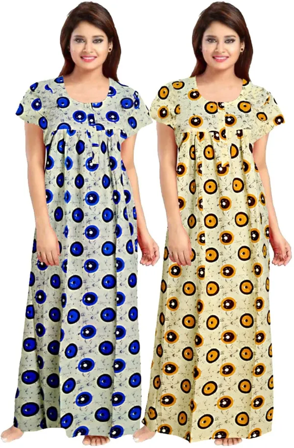 Pack_of_2_Pure_Cotton_Printed_Nighty_For_Women_|_Blue_&_Yellow