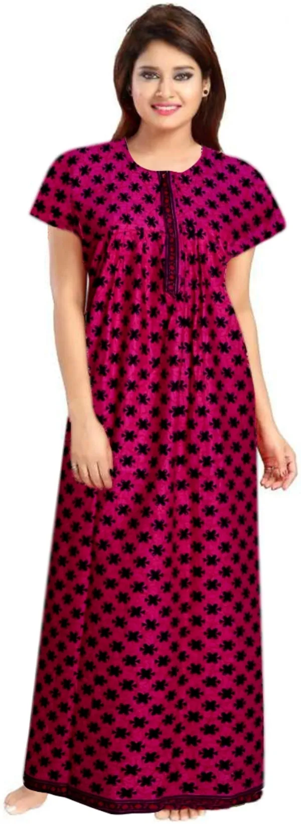 Pack_of_2_Pure_Cotton_Printed_Nighty_For_Women_|_Pink_&_Green