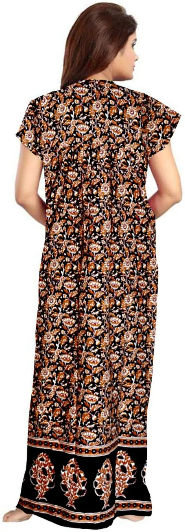 Pack_of_2_Pure_Cotton_Printed_Nighty_For_Women_|_Brown_&_Yellow