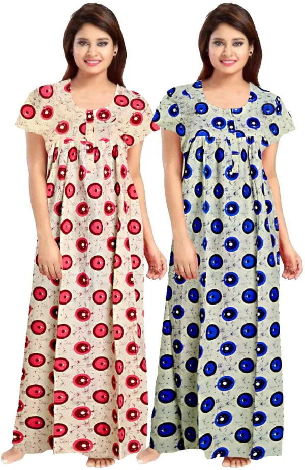 Pack_of_2_Pure_Cotton_Printed_Nighty_For_Women_|_Pink_&_Blue