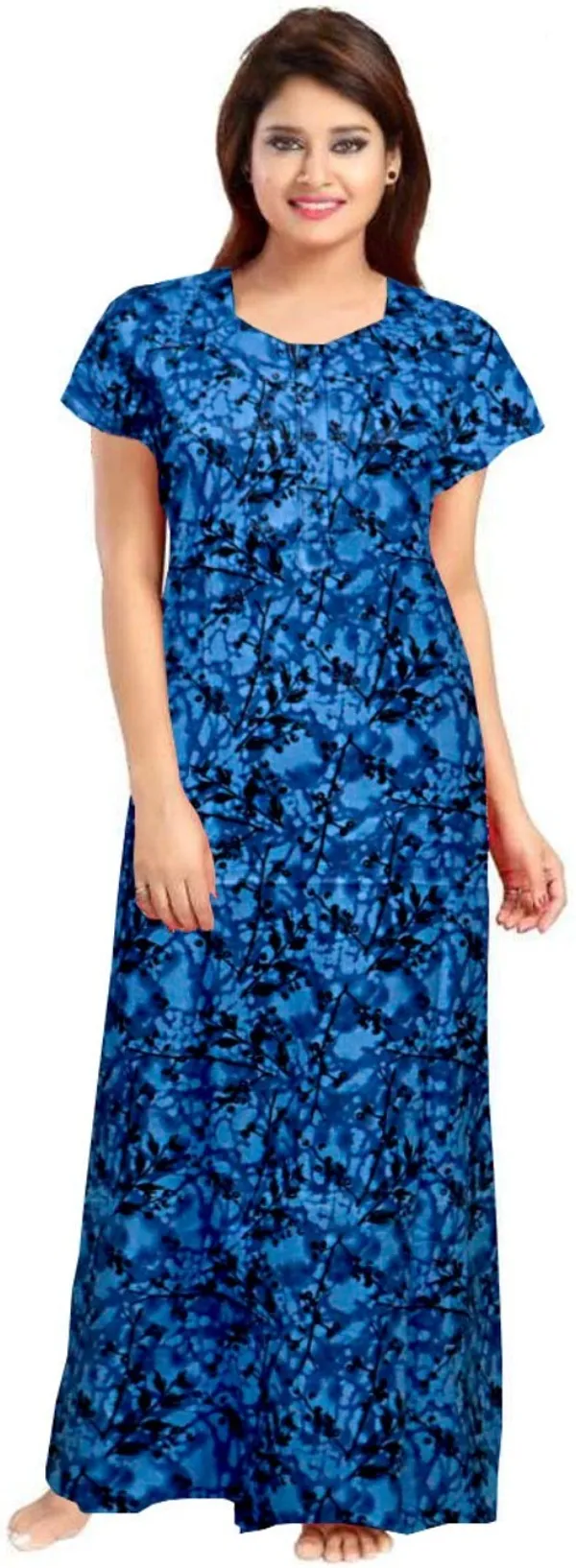 Pack_of_2_Pure_Cotton_Printed_Nighty_For_Women_|_Blue_&_Green