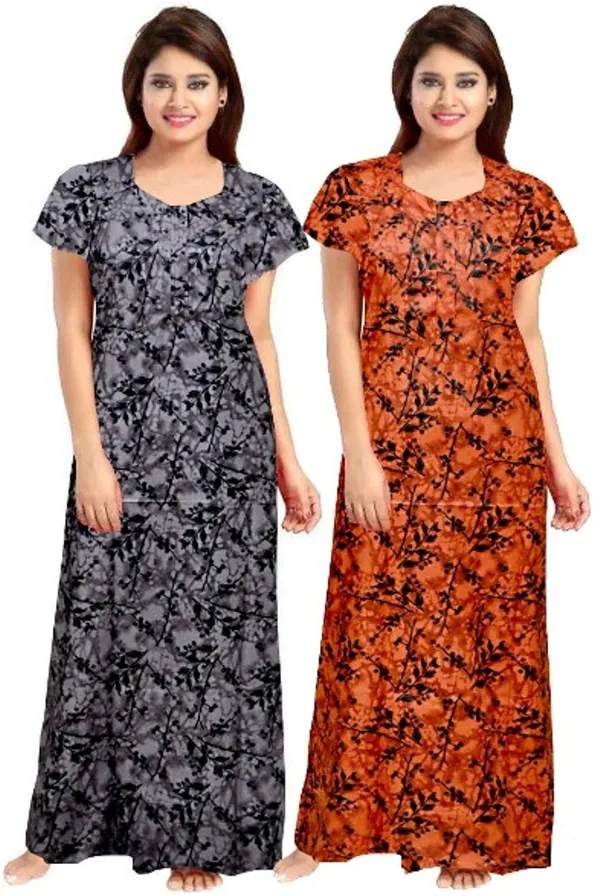 Pack_of_2_Pure_Cotton_Printed_Nighty_For_Women_|_Grey_&_Orange