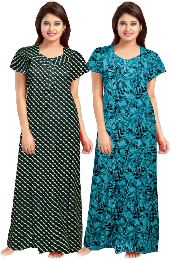 Pack_of_2_Pure_Cotton_Printed_Nighty_For_Women_|_Black_&_Green