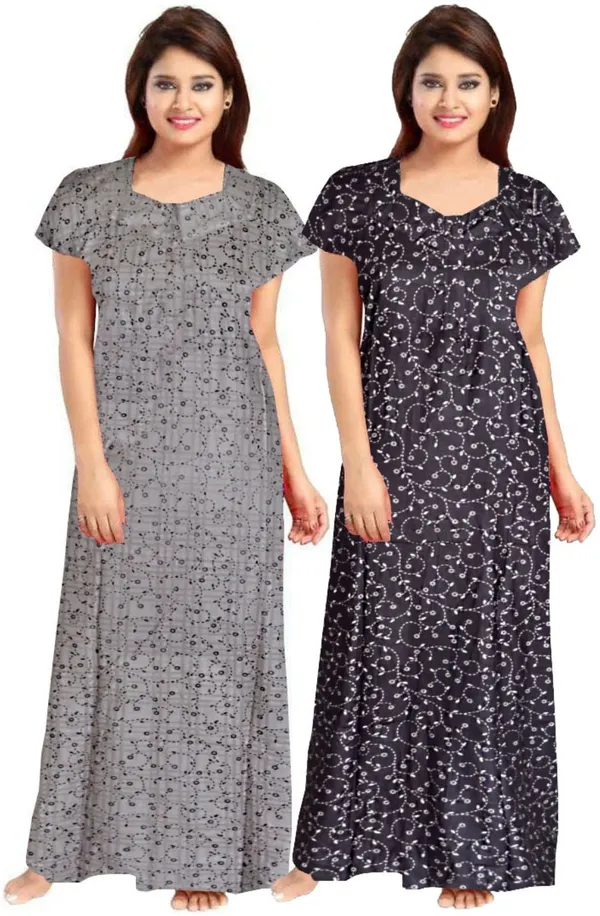 Pack_of_2_Pure_Cotton_Printed_Nighty_For_Women_|_Grey_&_Black