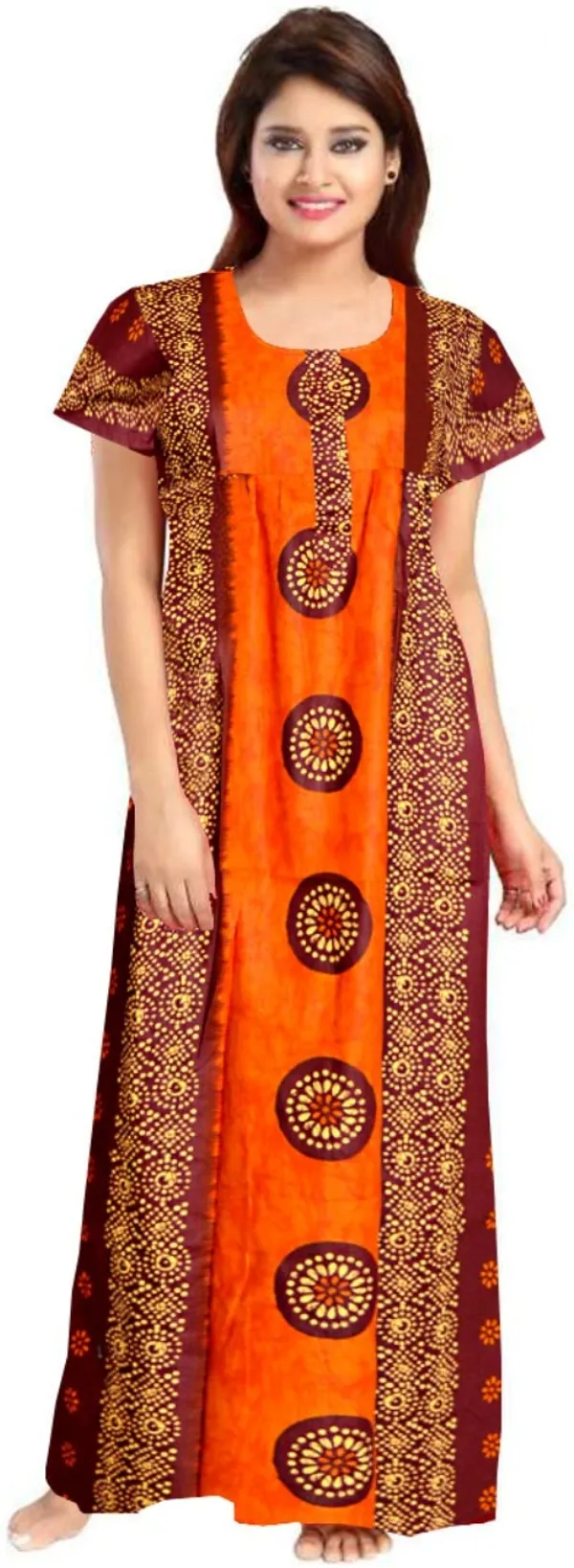 Pack_of_2_Pure_Cotton_Printed_Nighty_For_Women_|_Pink_&_Orange