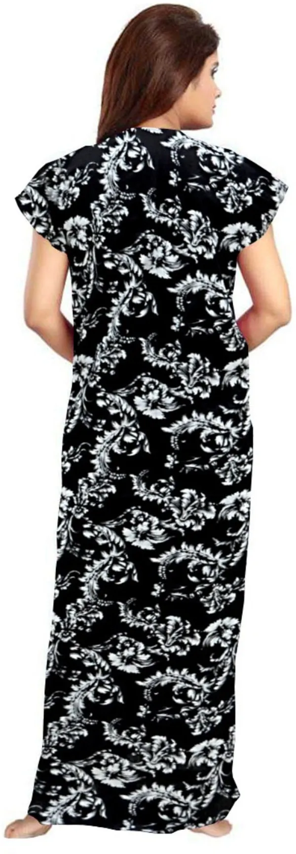 Pack_of_2_Pure_Cotton_Printed_Nighty_For_Women_|_Maroon_&_Black
