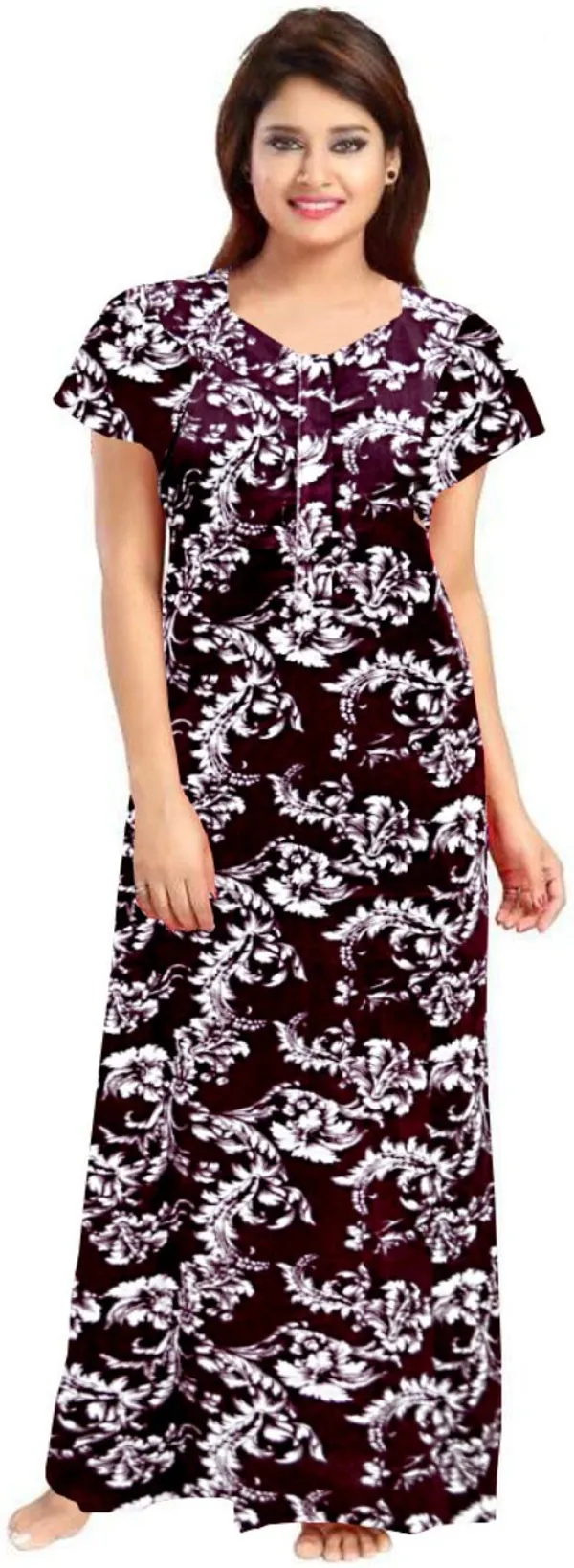 Pack_of_2_Pure_Cotton_Printed_Nighty_For_Women_|_Maroon_&_Black