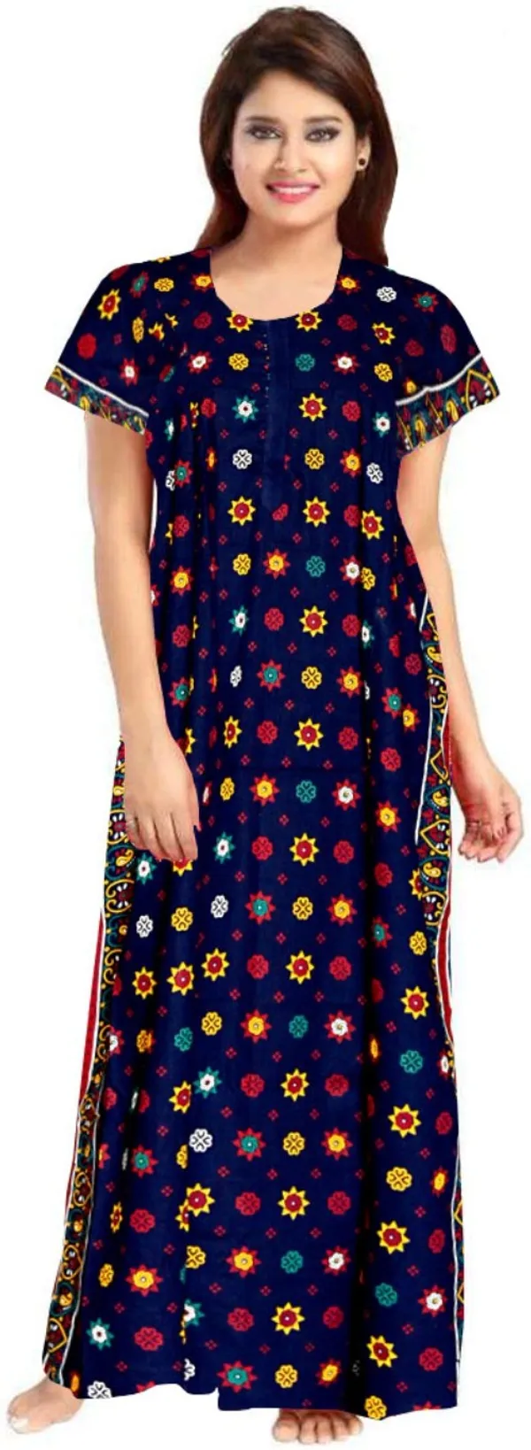 Pack_of_2_Pure_Cotton_Printed_Nighty_For_Women_|_Maroon_&_Blue