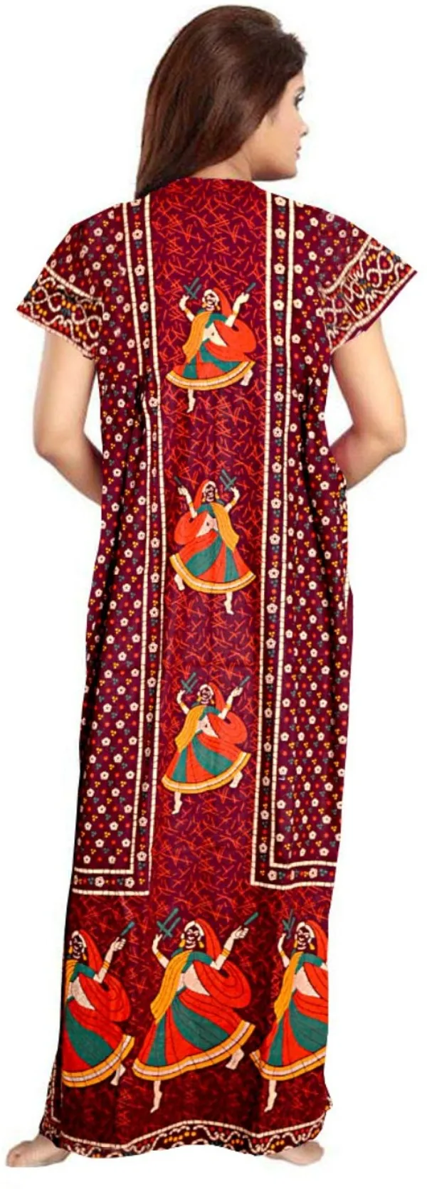 Pack_of_2_Pure_Cotton_Printed_Nighty_For_Women_|_Blue_&_Maroon