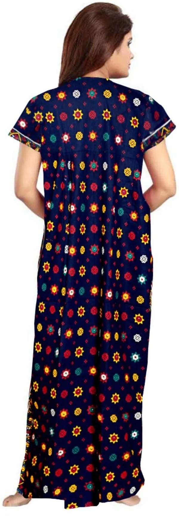 Pack_of_2_Pure_Cotton_Printed_Nighty_For_Women_|_Blue_&_Maroon
