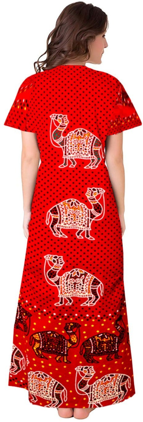 Pack_of_2_Pure_Cotton_Printed_Nighty_For_Women_|_Maroon_&_Red