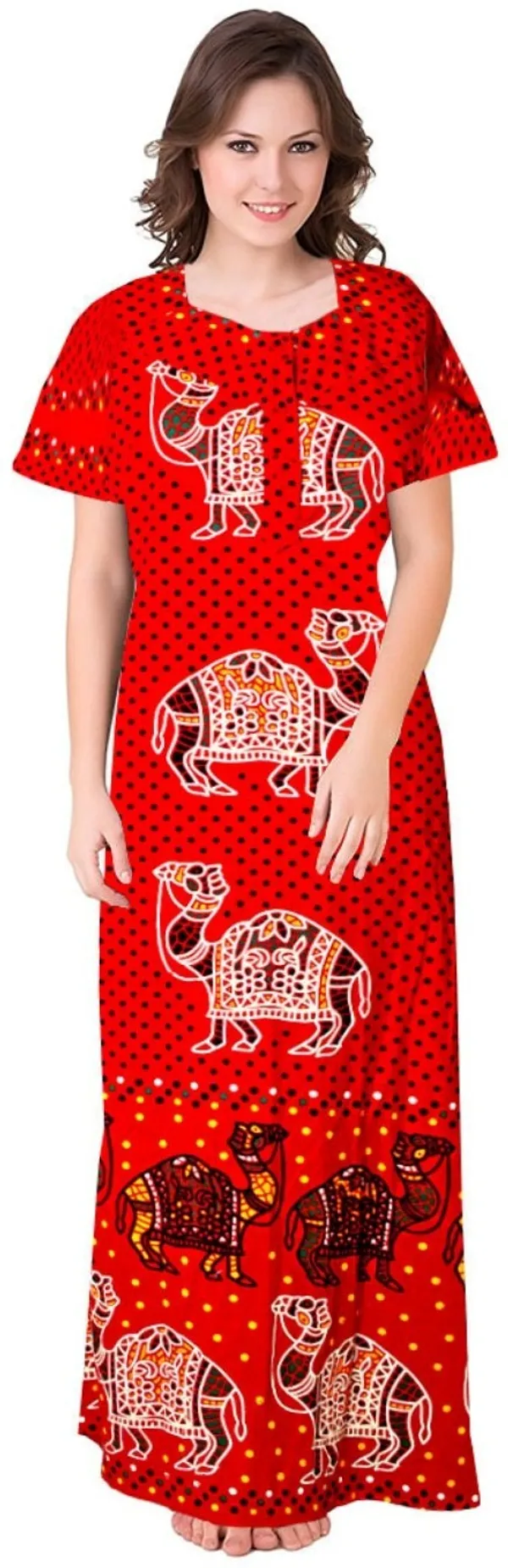 Pack_of_2_Pure_Cotton_Printed_Nighty_For_Women_|_Maroon_&_Red