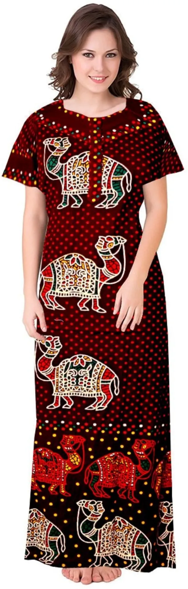 Pack_of_2_Pure_Cotton_Printed_Nighty_For_Women_|_Maroon_&_Red