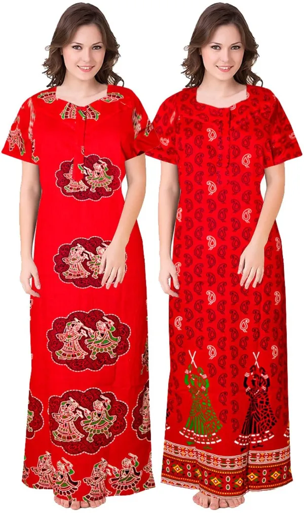 Pack_of_2_Pure_Cotton_Printed_Nighty_For_Women_|_Red_&_Multicolor