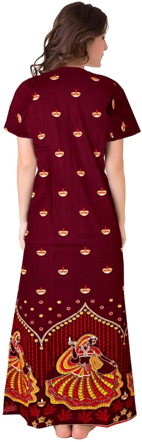 Pack_of_2_Pure_Cotton_Printed_Nighty_For_Women_|_Red_&_Maroon