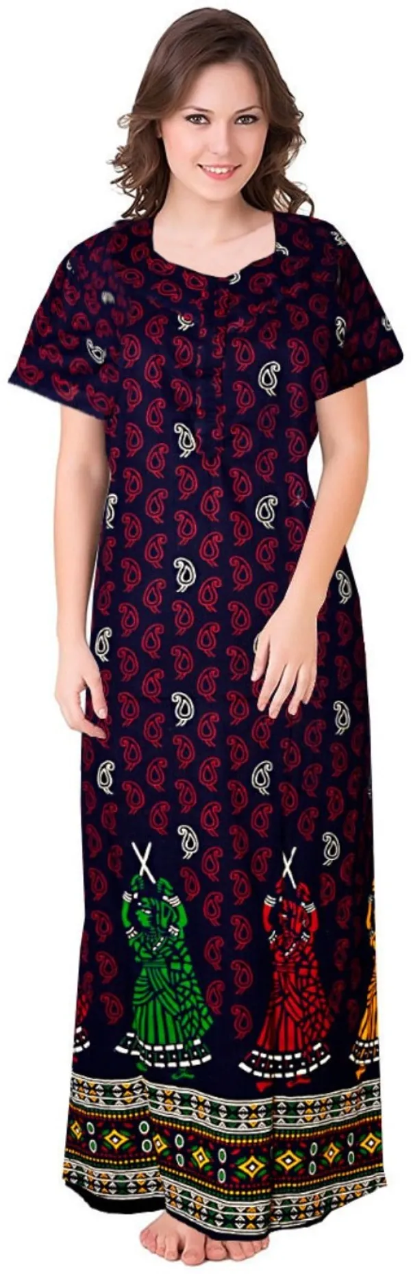 Pack_of_2_Pure_Cotton_Printed_Nighty_For_Women_|_Blue_&_Red