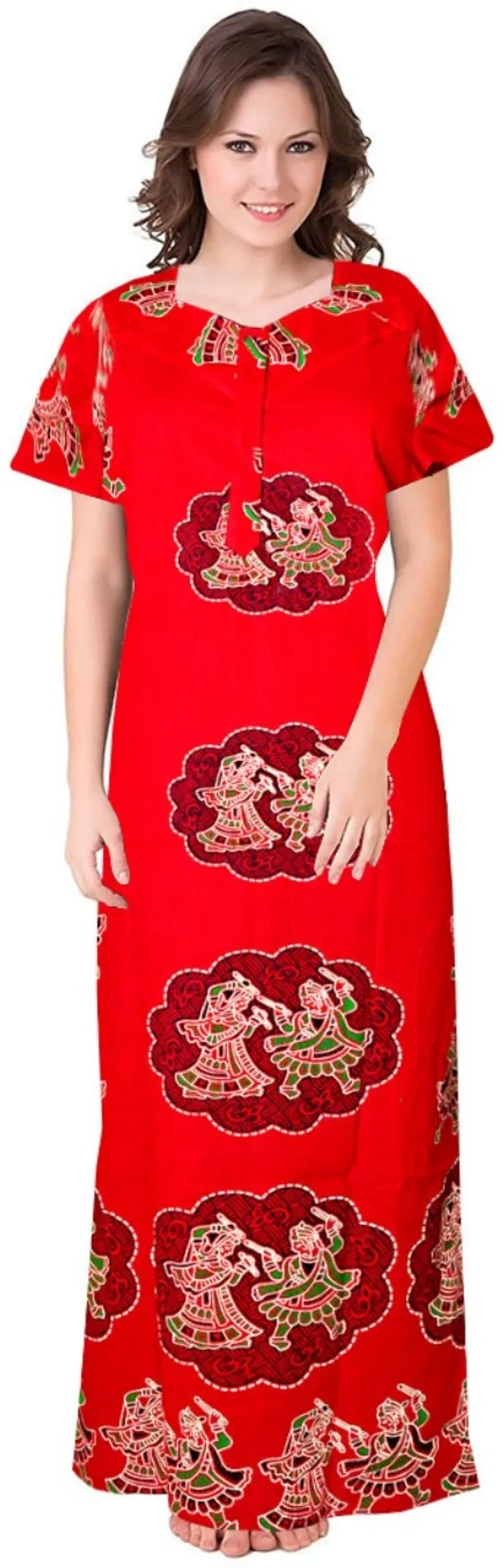Pack_of_2_Pure_Cotton_Printed_Nighty_For_Women_|_Blue_&_Red