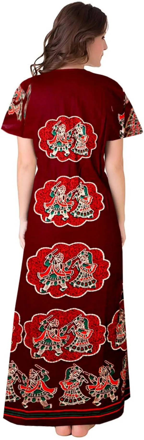 Pack_of_2_Pure_Cotton_Printed_Nighty_For_Women_|_Blue_&_Maroon