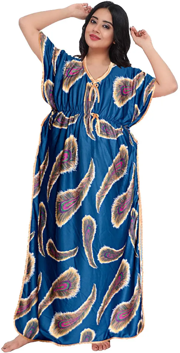 Pack_of_2_Satin_Printed_Long_Kaftan_Nighty_For_Women_|_Maroon