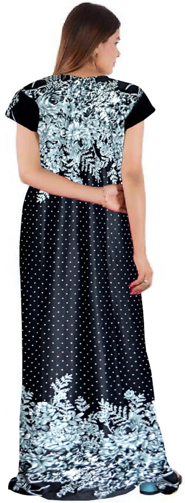 Pack_of_2_Satin_Floral_Nighty_For_Women_|_Purple_&_Black