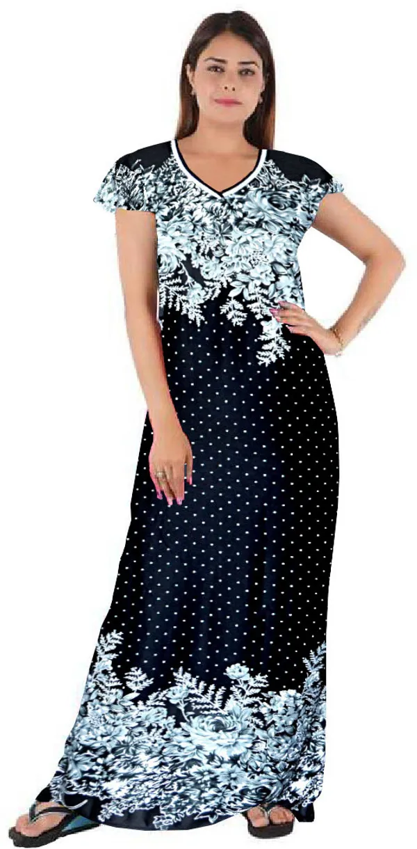 Pack_of_2_Satin_Floral_Nighty_For_Women_|_Purple_&_Black