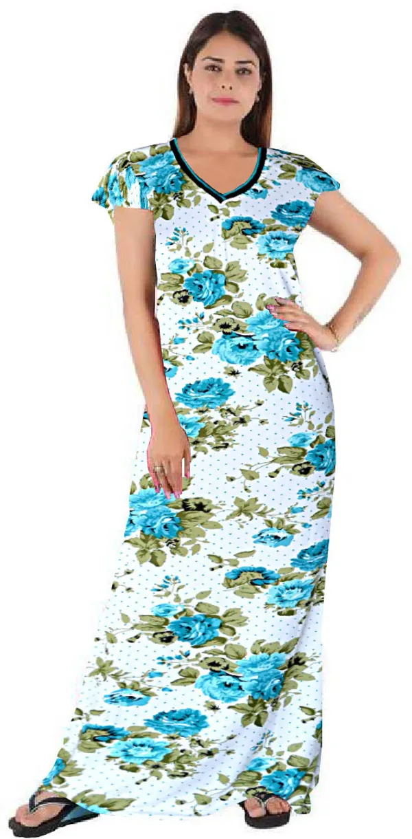 Pack_of_2_Satin_Floral_Nighty_For_Women_|_Green_&_Maroon