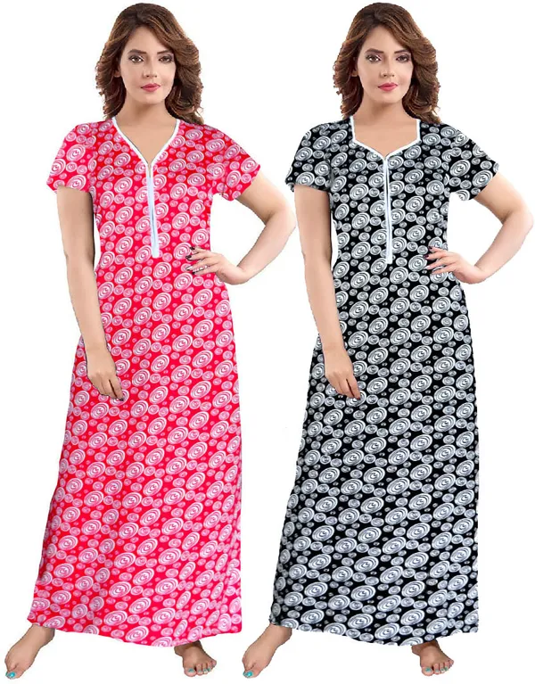 Pack_of_2_Satin_Printed_Long_Nighty_For_Women_|_Pink_&_Black