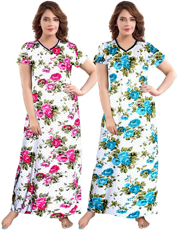 Pack_of_2_Satin_Printed_Nighty_For_Women_|_Pink_&_Blue