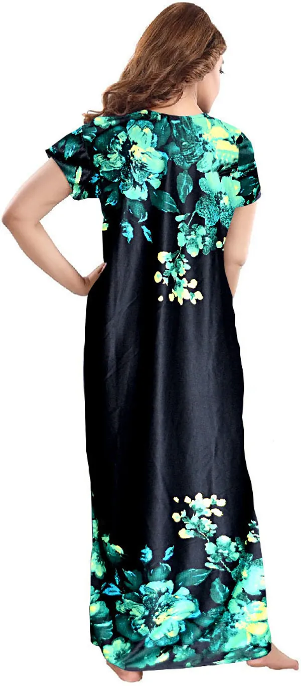 Pack_of_2_Satin_Printed_Long_Nighty_For_Women_|_Brown_&_Black
