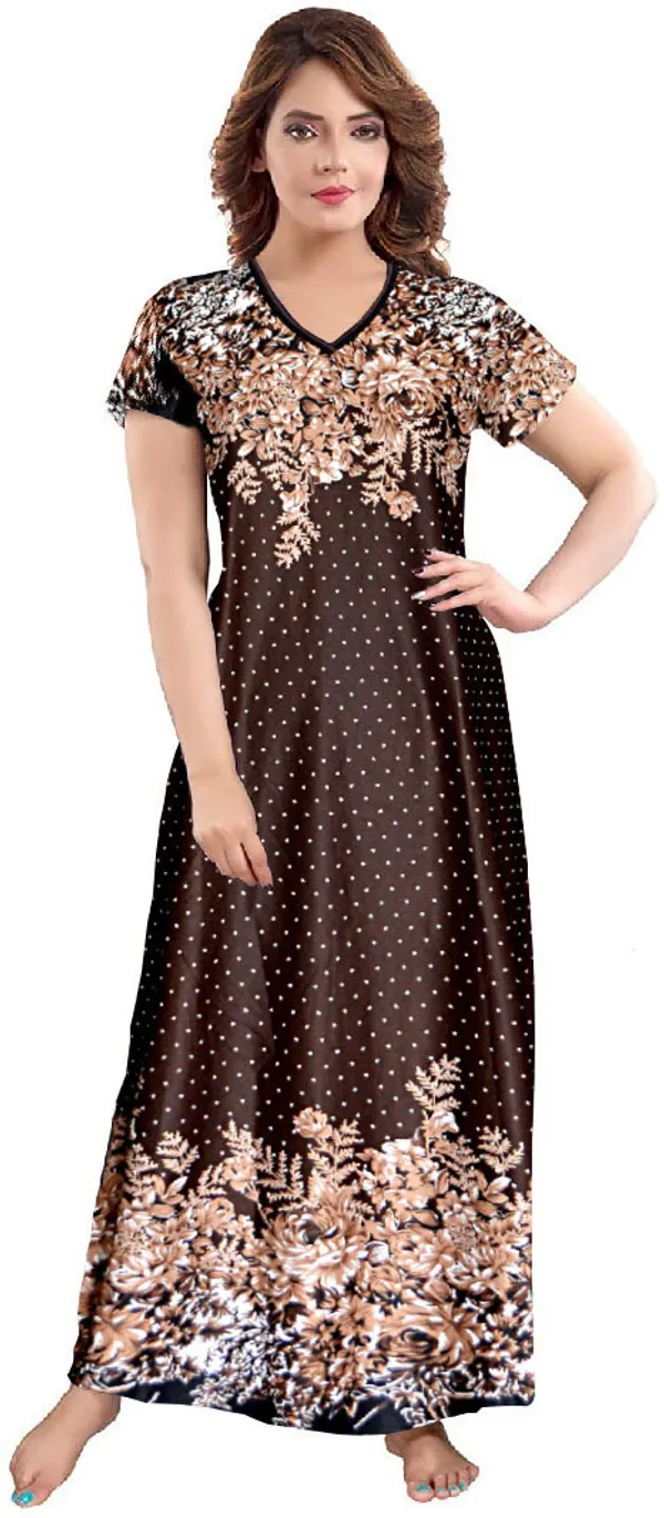 Pack_of_2_Satin_Printed_Long_Nighty_For_Women_|_Brown_&_Black