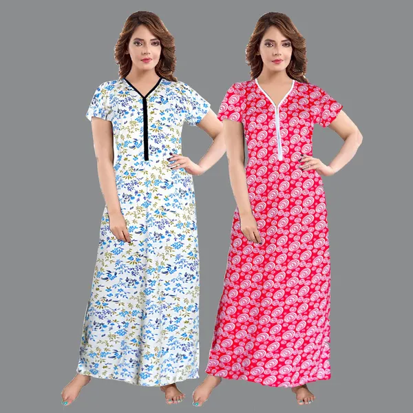 Pack_of_2_Satin_Printed_Long_Nighty_For_Women_|_Green_&_Pink