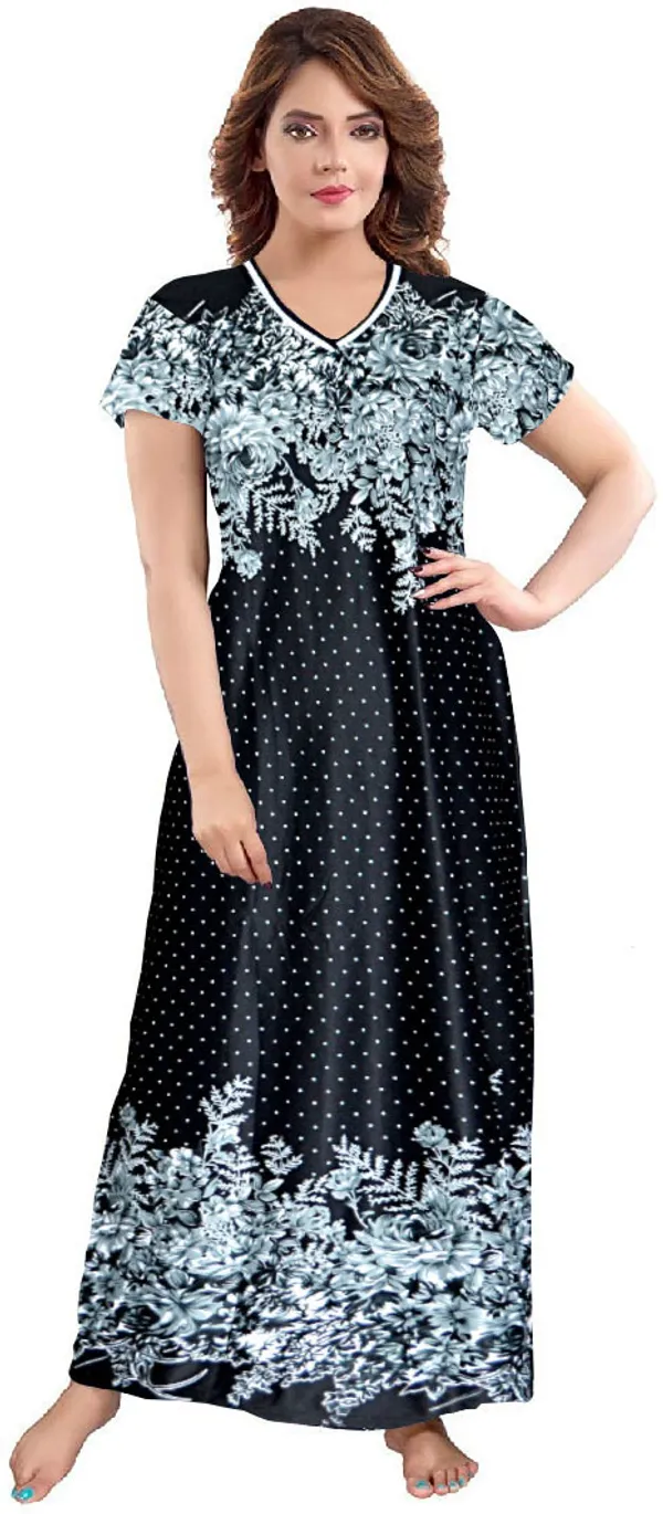 Pack_of_2_Satin_Printed_Long_Nighty_For_Women_|_Purple_&_Black