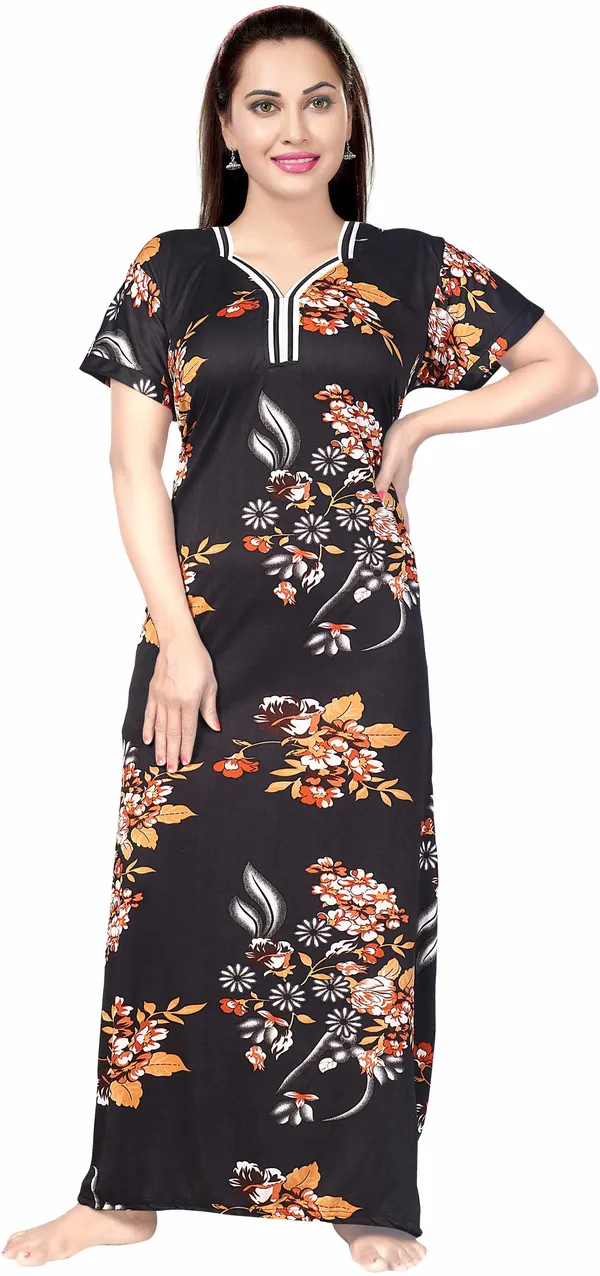 Pack_of_2_Satin_Printed_Long_Nighty_Set_For_Women_|_Pink_&_Black