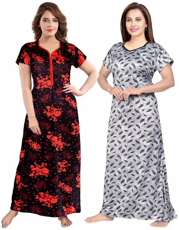Pack_of_2_Satin_Printed_Long_Nighty_Set_For_Women_|_Orange_&_Grey