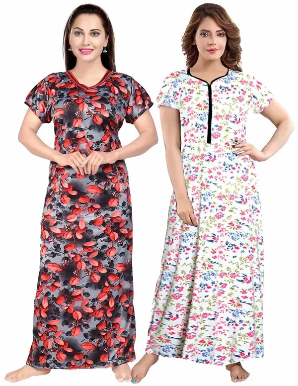 Pack_of_2_Satin_Printed_Long_Nighty_Set_For_Women_|_Orange_&_Pink