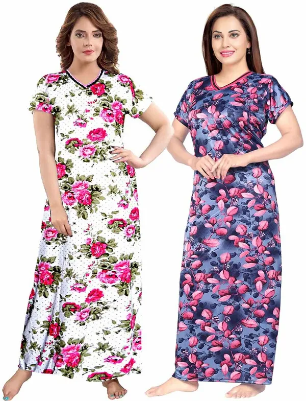 Pack_of_2_Satin_Printed_Long_Nighty_Set_For_Women_|_Pink_&_Blue