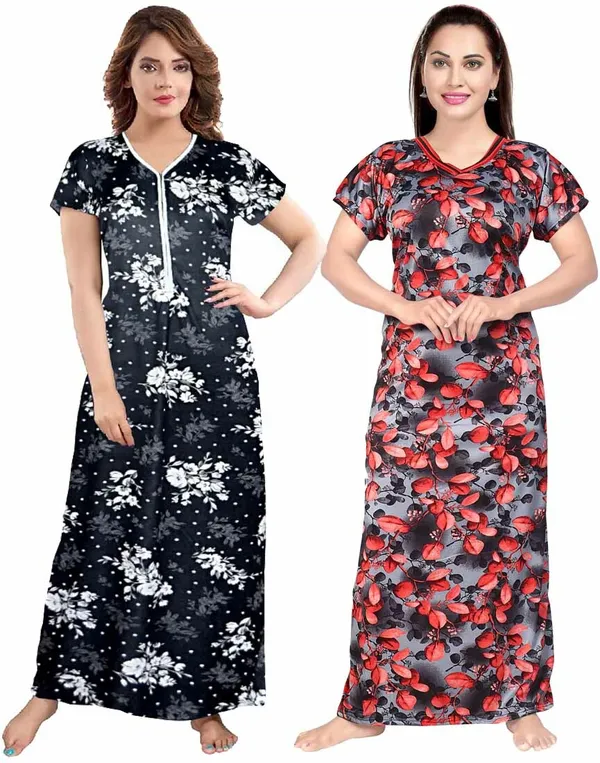 Pack_of_2_Satin_Printed_Nighty_For_Women_|_Black_&_Grey