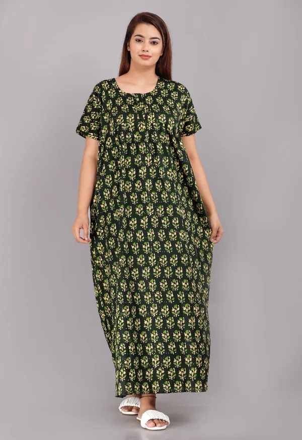 Pack_of_2_Pure_Cotton_Printed_Nighty_For_Women_|_Green_&_Blue