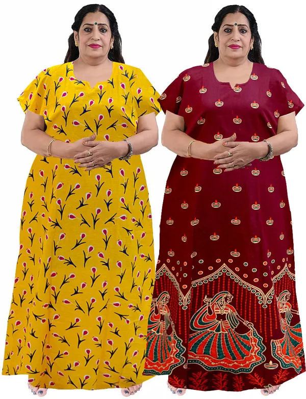 Pack_of_2_Pure_Cotton_Printed_Nighty_For_Women_|_Purple