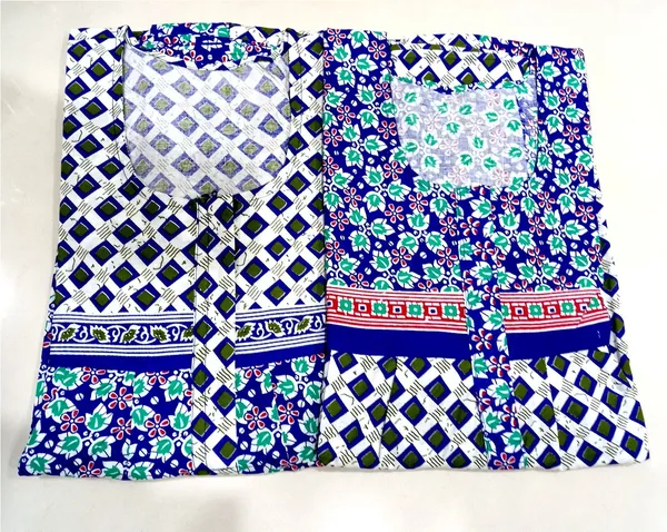 Pack_of_2_Pure_Cotton_Printed_Nighty_For_Women_|_Multicolor_&_Blue