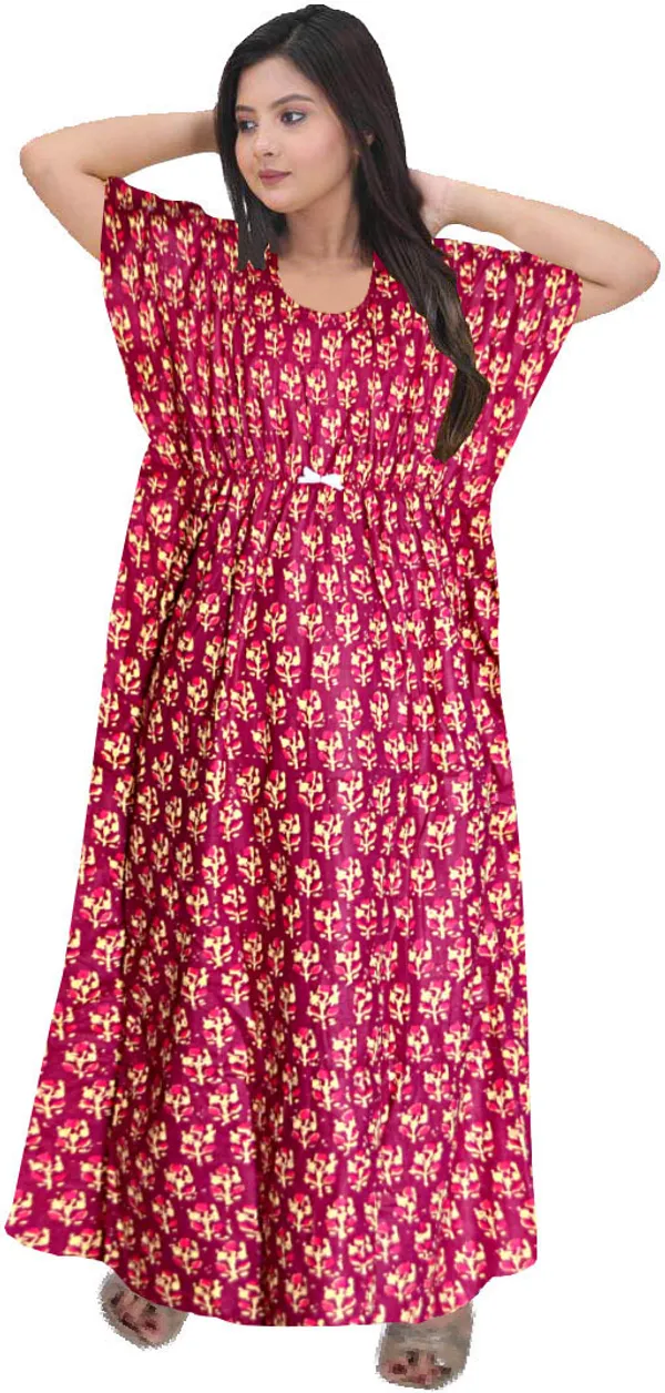 Pack_of_2_Pure_Cotton_Printed_Nighty_For_Women_|_Green_&_Pink