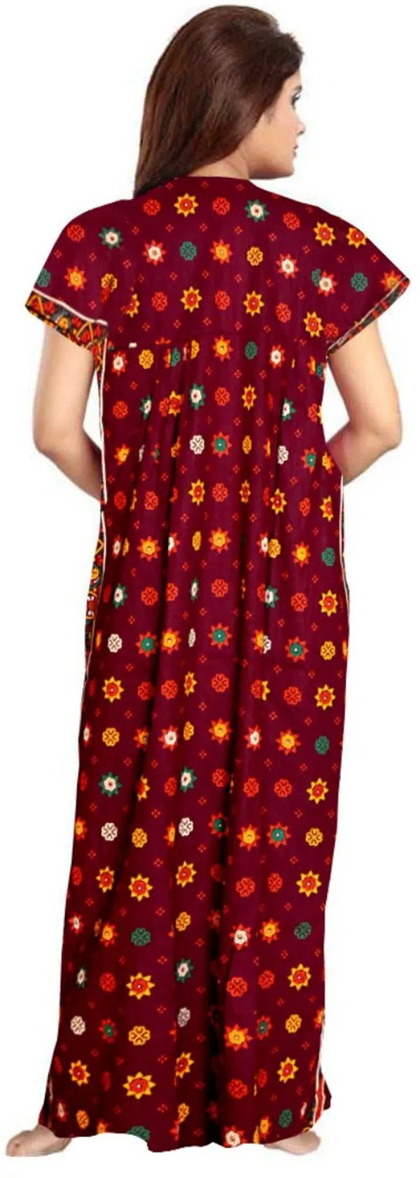 Pack_of_2_Pure_Cotton_Printed_Nighty_For_Women_|_Blue_&_Maroon