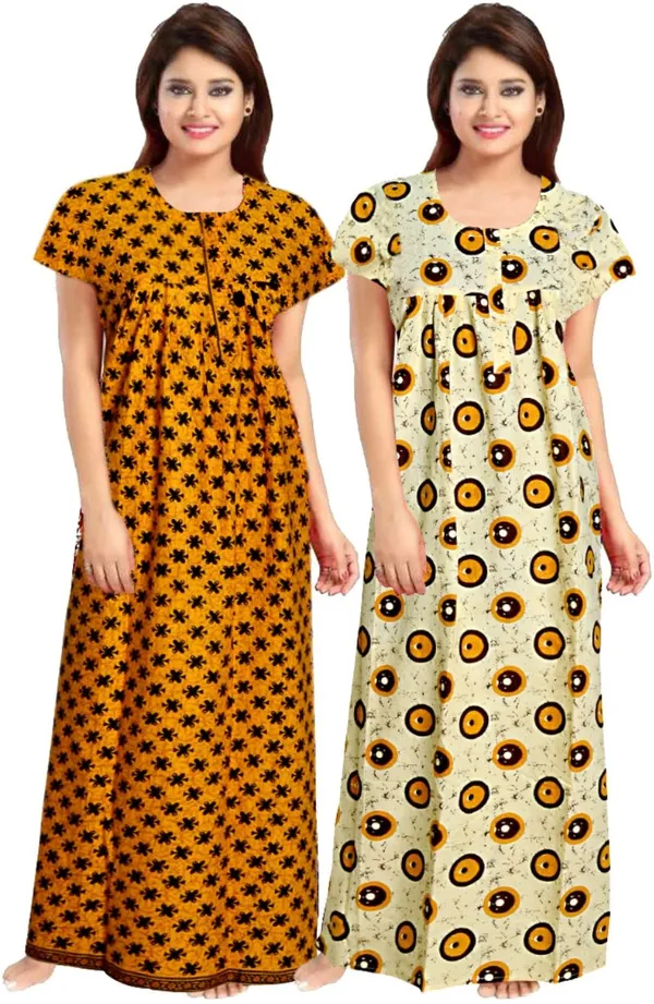 Pack_of_2_Pure_Cotton_Printed_Nighty_For_Women_|_Black_&_Yellow