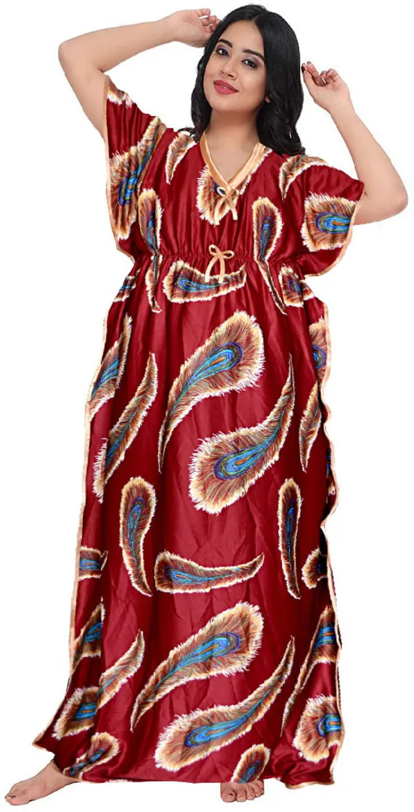 Pack_of_2_Satin_Printed_Kaftan_Nighty_For_Women_|_Black