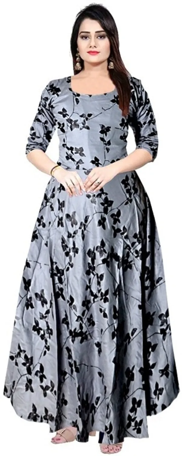 Grey_Rayon_Blend_Printed_Full_Length_Gown_For_Women