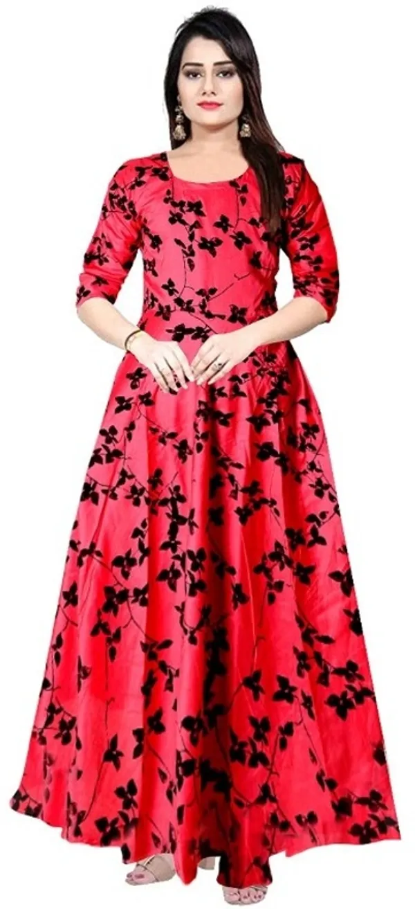 Red_Rayon_Blend_Printed_Full_Length_Gown_For_Women