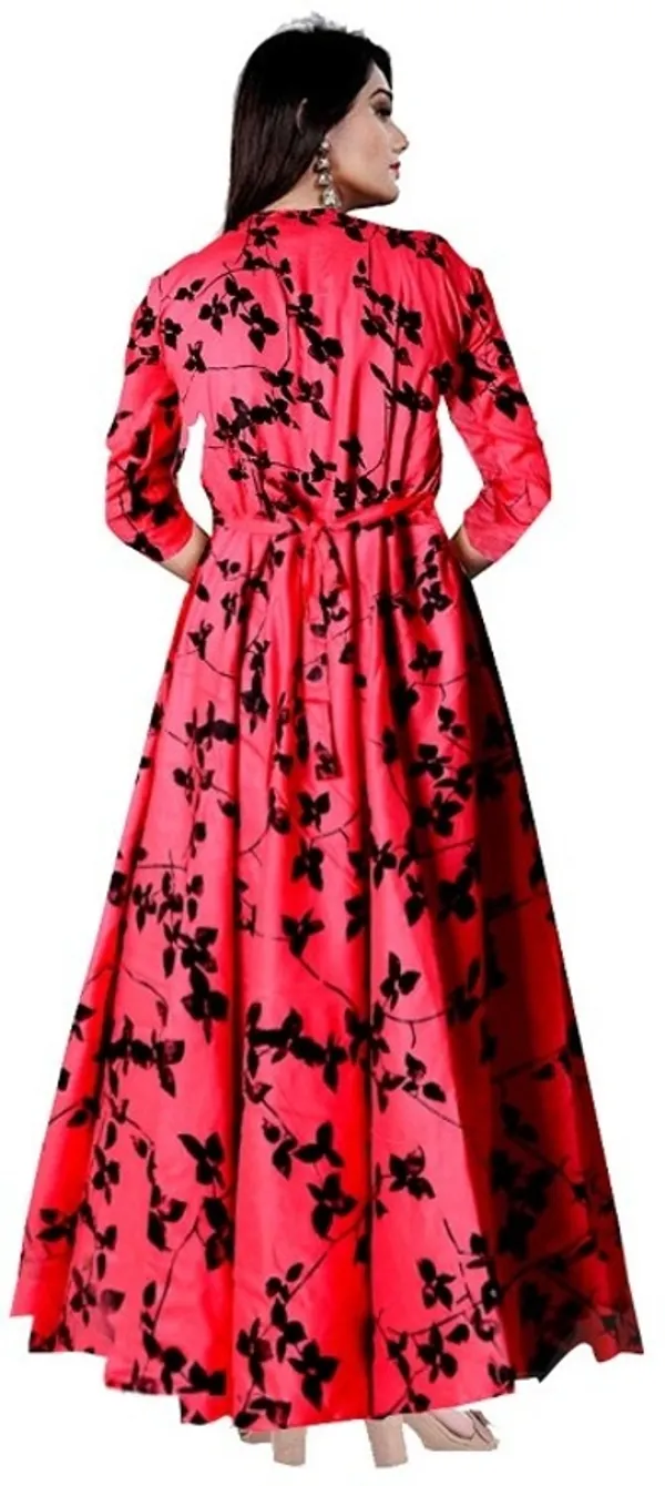 Red_Rayon_Blend_Printed_Full_Length_Gown_For_Women