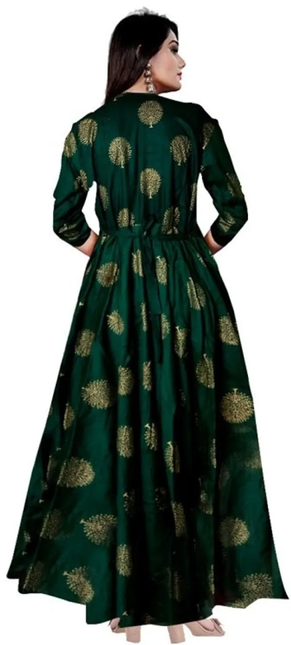 Green_Rayon_Blend_Printed_Full_Length_Gown_For_Women